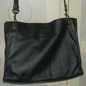 American Leather Lenox Triple Entry Satchel Black Leather Crossbody Tote Bag